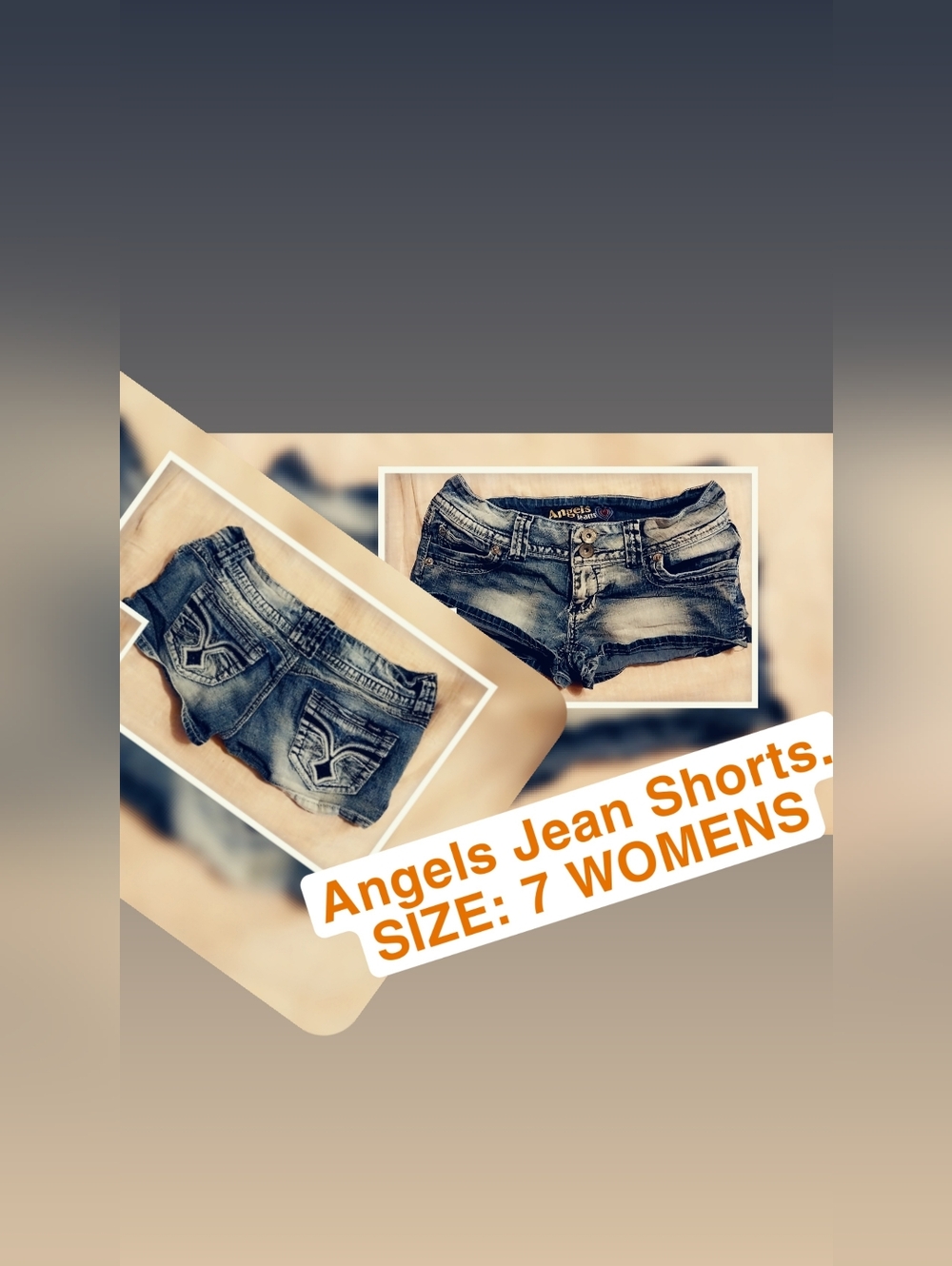 Angels Distressed Denim Jean Shorts in Faded Blue